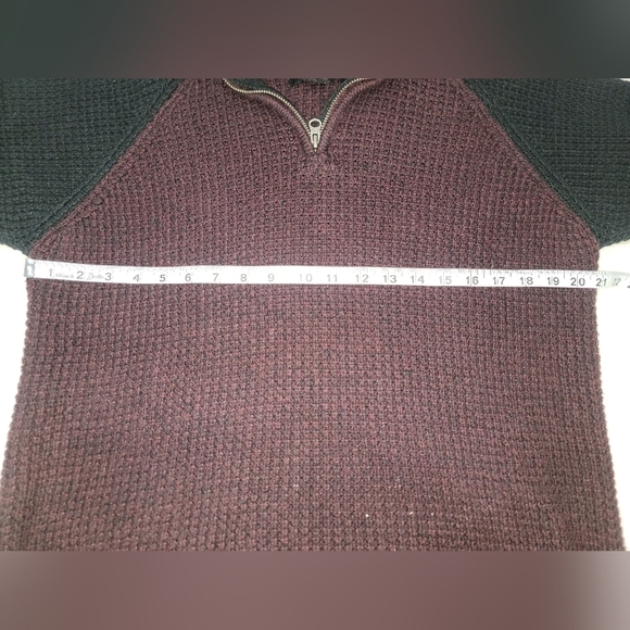 Aeropostale Plum and Black Quarter Zip Up Sweater with Ribbed Texture - Picture 4 of 6